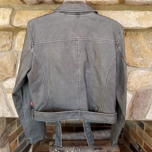 Levi's Faux Leather Moto Motorcycle Jacket Large - Picture 5 of 8